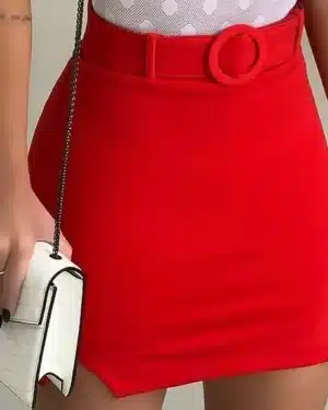 short saia vermelho